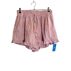 Cupshe High Waist Blush Pink Relaxed Fit Ruffle Shorts Sz